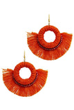 Stylish Feather And Fan Tassel Earring