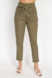 Belted Linen Paper Bag Pants