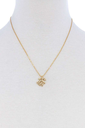 Cute Coral Leaf Pendant Necklace