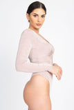 Front Twist Ribbed Bodysuit