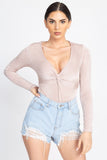 Front Twist Ribbed Bodysuit