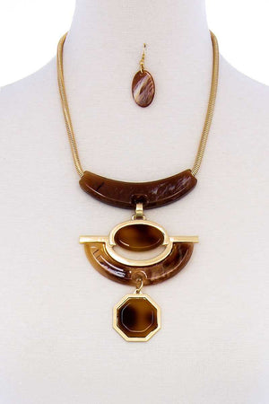 Stylish Acetate Organic Shape Chunky Necklace And Earring Set