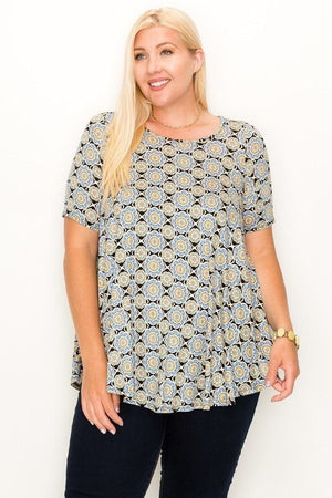 Plus Size Multi Print Tunic Top