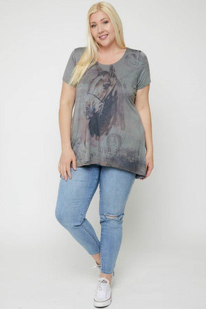 Horse Sublimation Print Short Sleeve Top