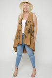 Floral Sublimation Print  Sleeveless Cardigan