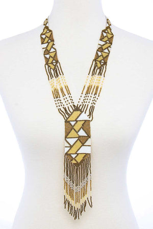 Trendy Ancient Pattern Beaded Long Necklace