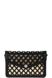 Stylish Diamond Cut Out Envelope Clutch With Shoulder Strap