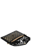 Stylish Diamond Cut Out Envelope Clutch With Shoulder Strap