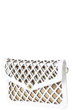 Stylish Diamond Cut Out Envelope Clutch With Shoulder Strap