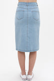 Denim Mid Thigh Length Skirt With Button Down Front Detail