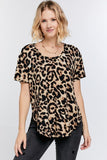 Wild Animal Print Round Neck Short Sleeve Tee