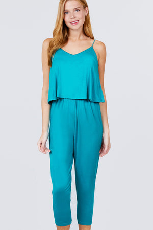 Cami Layered Top Capri Knit Jumpsuit