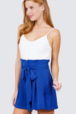 V-neck W/belted Tie High Waist Cami Woven Romper