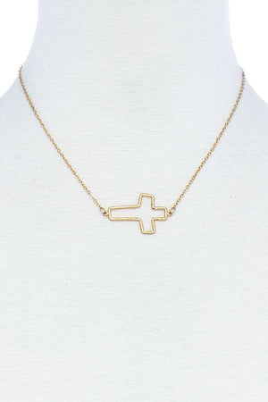 Fashion Cute Cross Out Line Pendant Necklace