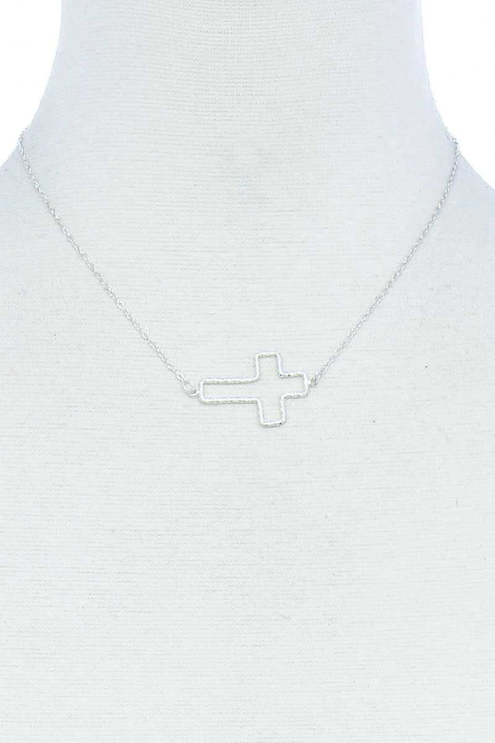 Fashion Cute Cross Out Line Pendant Necklace