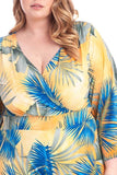 Tropical Leaf Print Kimono Sleeve Romper