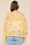 Plus Size Floral Chiffon Sheer Surplice Top