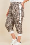 Plus Size Animal Print French Terry Cropped Jogger Pants