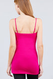 Basic Adjustable Spaghetti Strap Tunic Cami W/ Shelf Bra