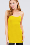 Basic Adjustable Spaghetti Strap Tunic Cami W/ Shelf Bra