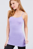 Basic Adjustable Spaghetti Strap Tunic Cami W/ Shelf Bra