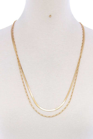 Double Layer Stylish Chain Necklace And Earring Set