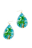 Fashion Tropical Printing Tear Drop Earring