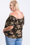 Camo Print Cool Off Shoulder Top