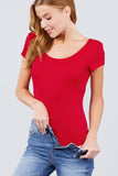 Solid Short Sleeve Scoop Neck Bodysuit