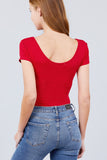 Solid Short Sleeve Scoop Neck Bodysuit