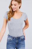 Solid Short Sleeve Scoop Neck Bodysuit