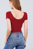 Solid Short Sleeve Scoop Neck Bodysuit