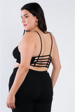 Plus Size Open Stripe Back Cami Strap Athletic Lounge Bra