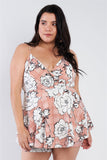 Plus Size Floral Short Skort Mini V-neck Romper