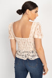 Sheer Lace Sweetheart Flounce Top