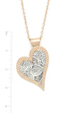 Two Tone Filigree Hert Shape Pendant Necklace