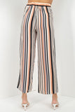 Stripped Scoop Neck Top Wide Leg Pants Set