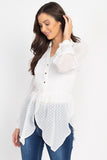 Flounce Hem Polka Dot Blouse