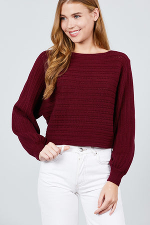 Dolman Sleeve Boat Neck Sweater