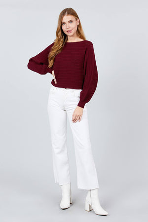 Dolman Sleeve Boat Neck Sweater