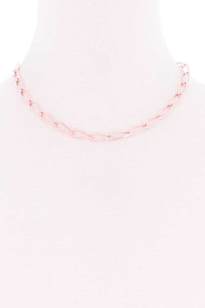 Oval Chain Single Metal Necklace