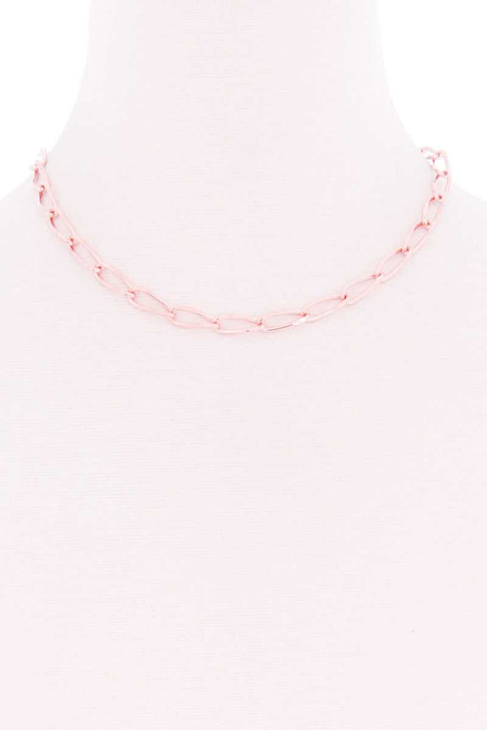 Oval Chain Single Metal Necklace