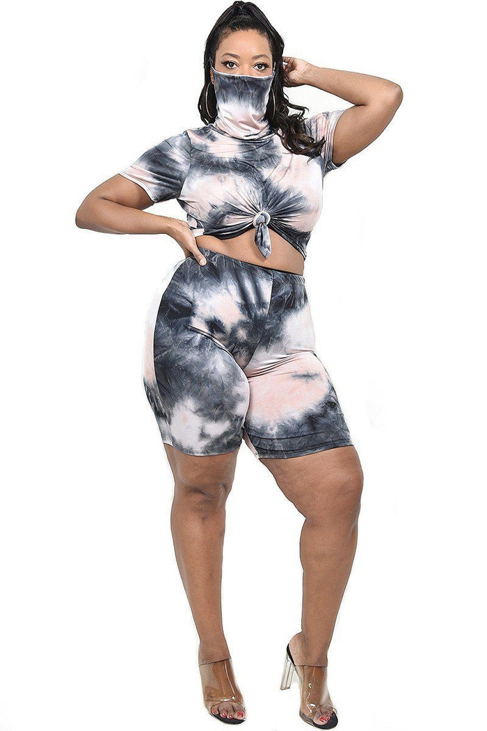 Plus Tie-dye 2 Piece Short Set