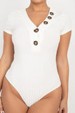 Button V-neck Bodysuit