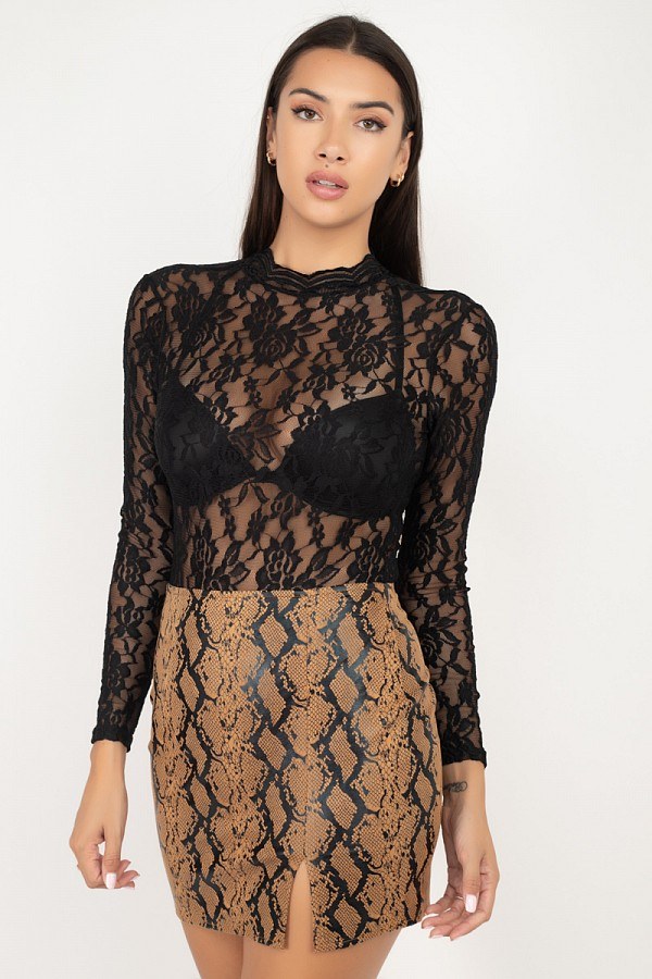 Sheer Floral Lace Bodysuit