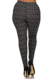 Knit, Pattern Print, Full Length Leggings With Elastic Waist