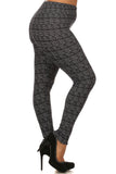 Knit, Pattern Print, Full Length Leggings With Elastic Waist