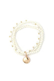 Locket Charm Pearl Beaded Bracelet Set