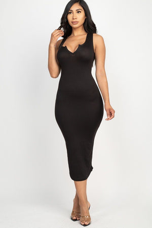 Split Neck Bodycon Dress