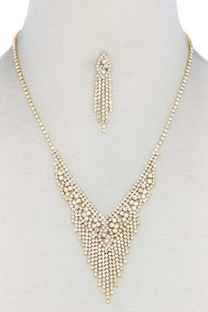 V Shape Dangle Rhinestone Necklace